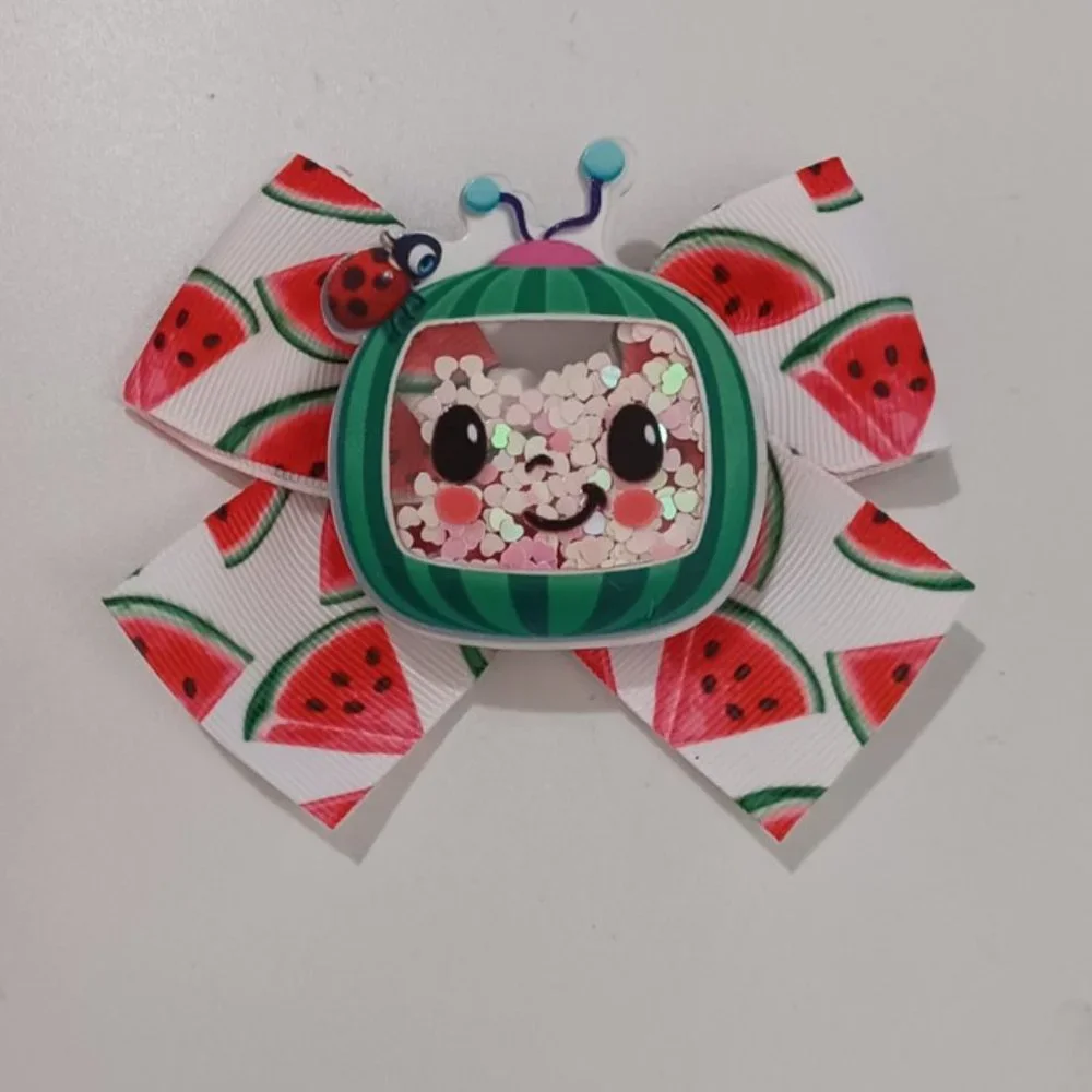 Cocomelon Baby Girl Bow Outfit Birthday Headband Clip Bow Red Watermelon